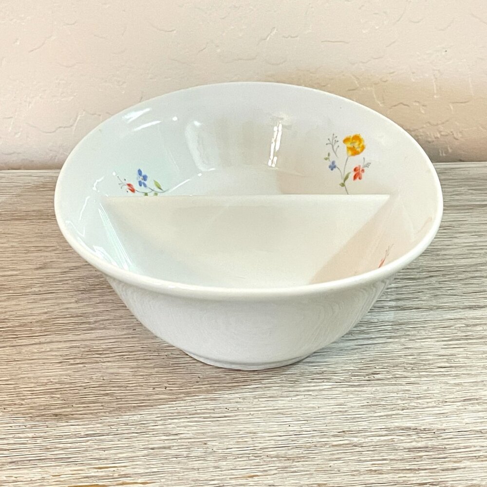 Hearthside Bake N Serve Dish Poppy Garden Divided Baker 10" White Flowers - Picture 3 of 9